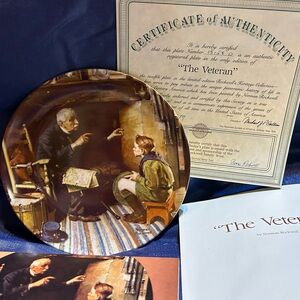 Norman Rockwell "The Veteran" Limited Edition Plate 1988 Knowles w COA